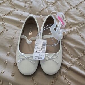 The Children's Place Toddler Girls Bow Ballet White Shoes 10c
